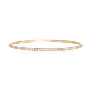 Ultra Thin Pave 14K (or 18k upon request) Yellow Gold Diamond Bangle Bracelet